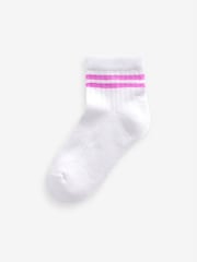 Weiß mit fluoreszierendem Streifen - Gepolsterte Knöchelsocken mit hohem Baumwollanteil, 3er-Pack - Bild 3 von 4