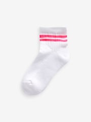 Weiß mit fluoreszierendem Streifen - Gepolsterte Knöchelsocken mit hohem Baumwollanteil, 3er-Pack - Bild 4 von 4