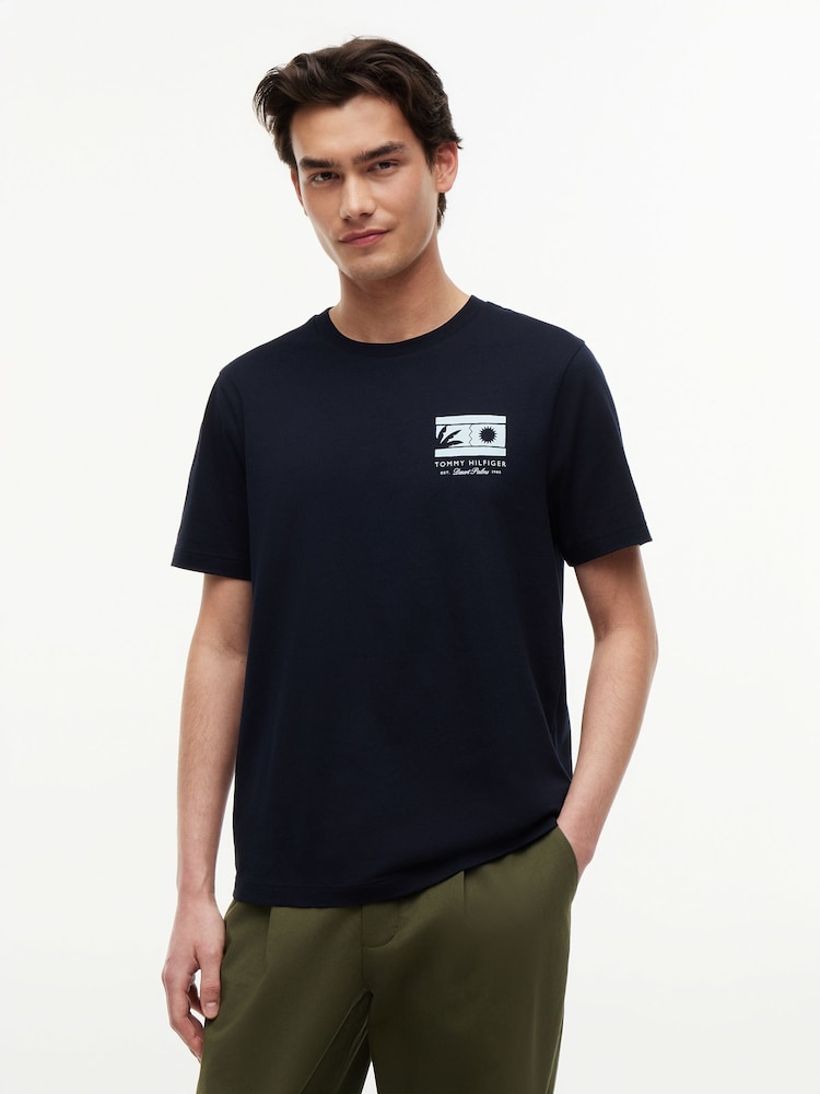 Tommy Hilfiger Blue Logo Graphic Jersey Crew Neck T-Shirt - Image 1 of 5