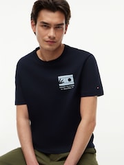 Tommy Hilfiger Blue Logo Graphic Jersey Crew Neck T-Shirt - Image 4 of 5