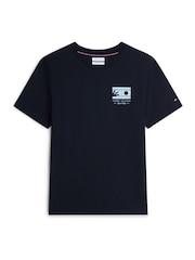 Tommy Hilfiger Blue Logo Graphic Jersey Crew Neck T-Shirt - Image 5 of 5
