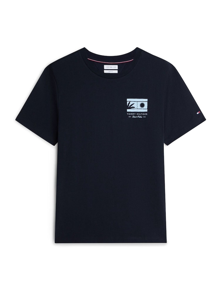 Tommy Hilfiger Blue Logo Graphic Jersey Crew Neck T-Shirt - Image 5 of 5
