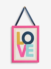 Pink Framed Love Embroidery Hanging Decoration - Image 1 of 6