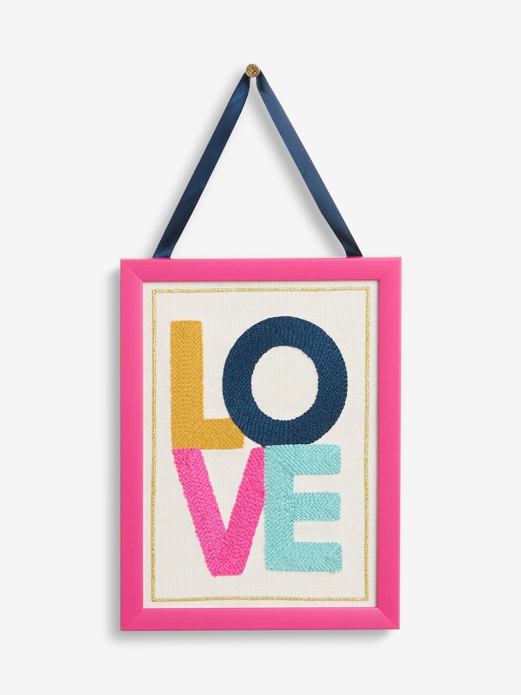 Pink Framed Love Embroidery Hanging Decoration - Image 1 of 6