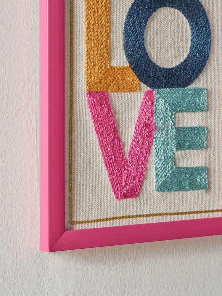 Pink Framed Love Embroidery Hanging Decoration - Image 6 of 6