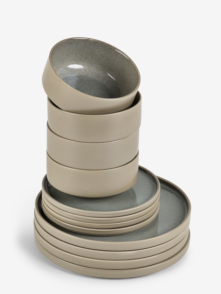 12 Pieces Joni Reactive Glaze Cina Set - Image 4 of 4