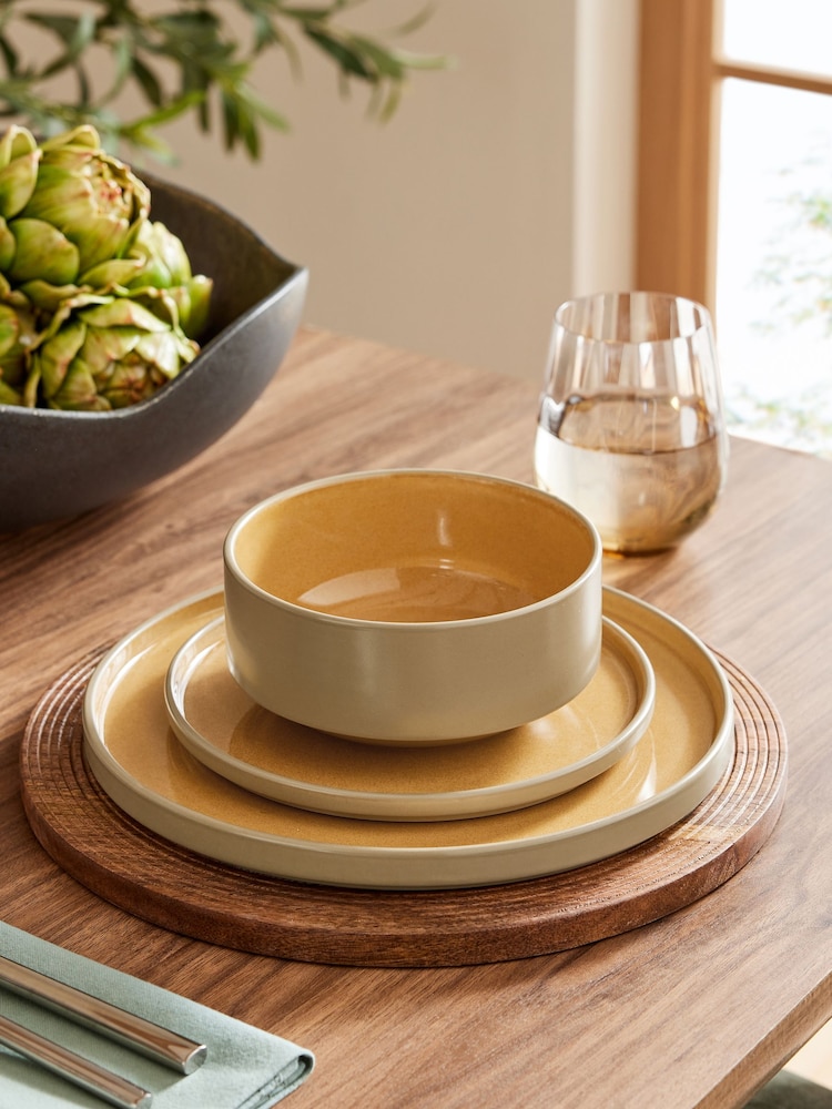Ochre Yellow Joni Reactive Glaze Dinner Set 12 Piece - Image 1 of 4