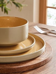 Ochre Yellow Joni Reactive Glaze Dinner Set 12 Piece - Image 3 of 4