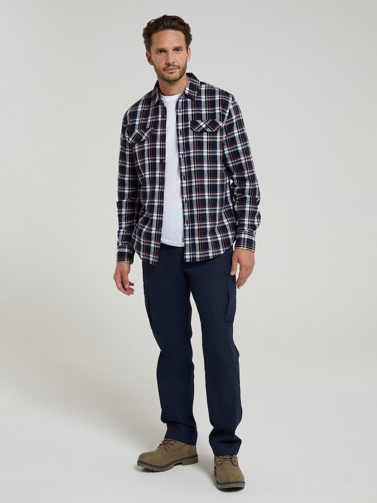 Mountain Warehouse Blue 100% Cotton Trace Mens Flannel Long Sleeve Shirt - Image 2 of 5
