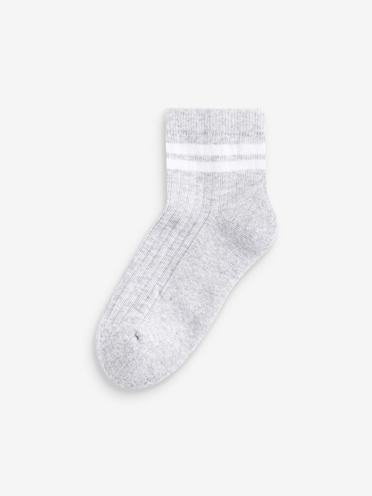 Grau - Next Sehr kurze, gerippte Socken mit hohem Baumwollanteil und gepolstertem Fußbett im  2er-Pack - Bild 2 von 2