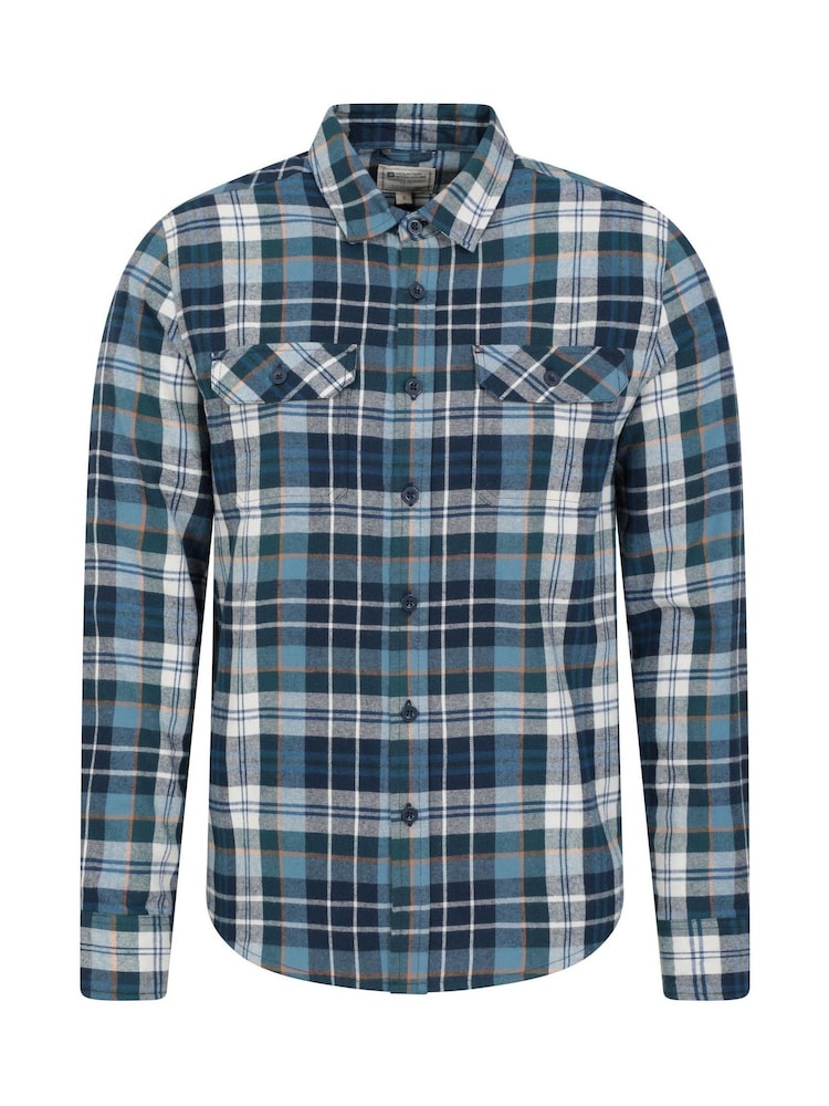 Mountain Warehouse Blue Dark 100% Cotton Trace Mens Flannel Long Sleeve Shirt - Image 2 of 6