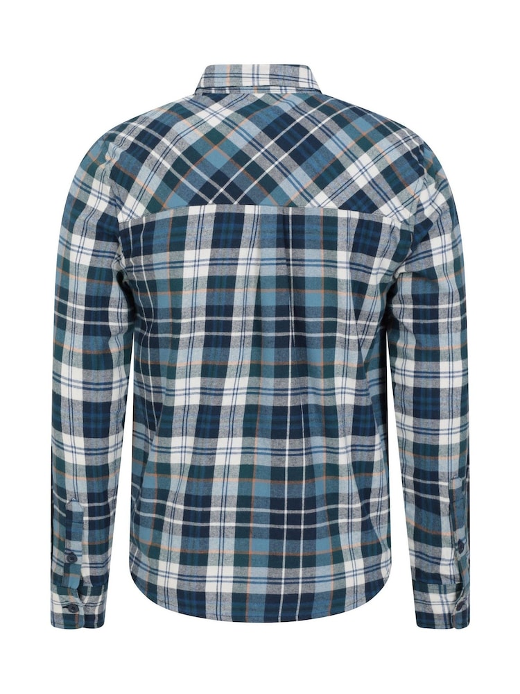 Mountain Warehouse Blue Dark 100% Cotton Trace Mens Flannel Long Sleeve Shirt - Image 3 of 6