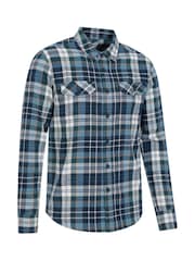 Mountain Warehouse Blue Dark 100% Cotton Trace Mens Flannel Long Sleeve Shirt - Image 4 of 6