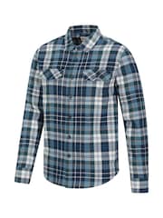 Mountain Warehouse Blue Dark 100% Cotton Trace Mens Flannel Long Sleeve Shirt - Image 5 of 6