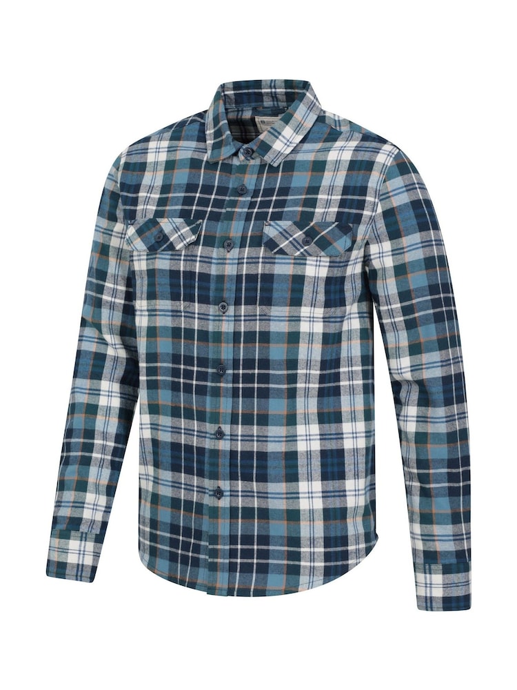 Mountain Warehouse Blue Dark 100% Cotton Trace Mens Flannel Long Sleeve Shirt - Image 5 of 6