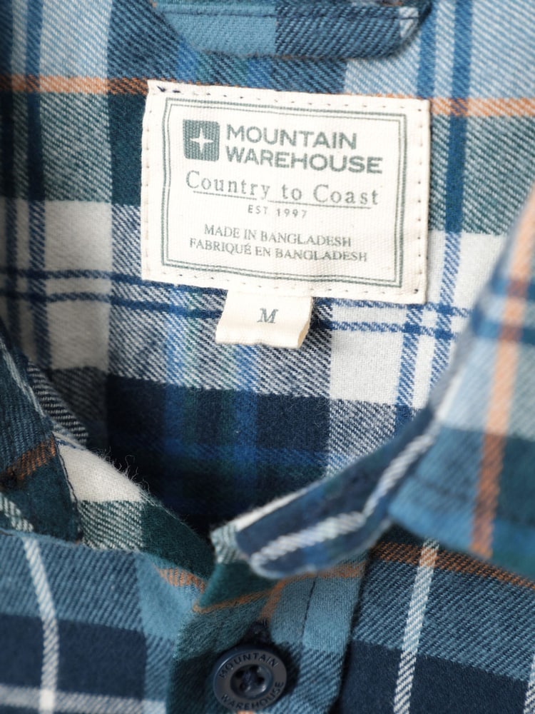 Mountain Warehouse Blue Dark 100% Cotton Trace Mens Flannel Long Sleeve Shirt - Image 6 of 6