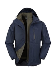 Синий - Mountain Warehouse Bracken Extreme Mens Waterproof 3-In-1 Jacket - Image 4 of 6