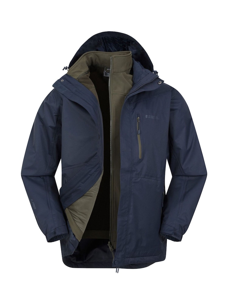 Niebieski - Mountain Warehouse Bracken Extreme Mens Waterproof 3-In-1 Jacket - Image 4 of 6