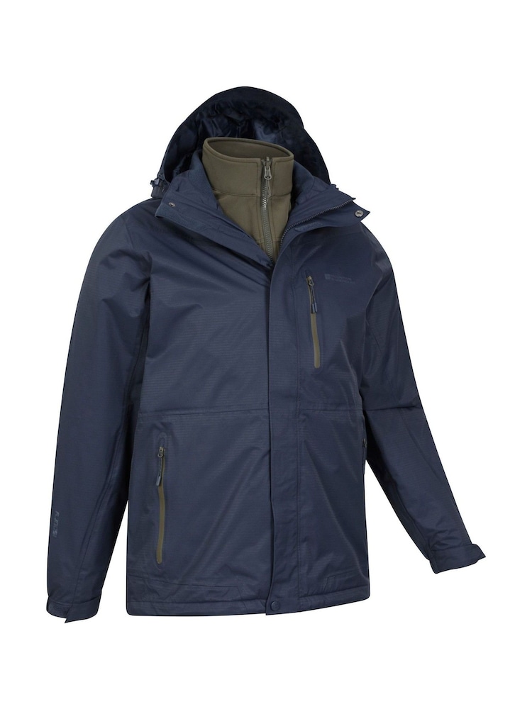 Niebieski - Mountain Warehouse Bracken Extreme Mens Waterproof 3-In-1 Jacket - Image 5 of 6