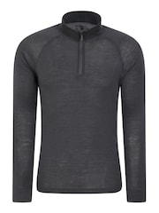 Mountain Warehouse Grey Mens Merino II Long Sleeve Quarter Zip Thermal Top - Image 1 of 5