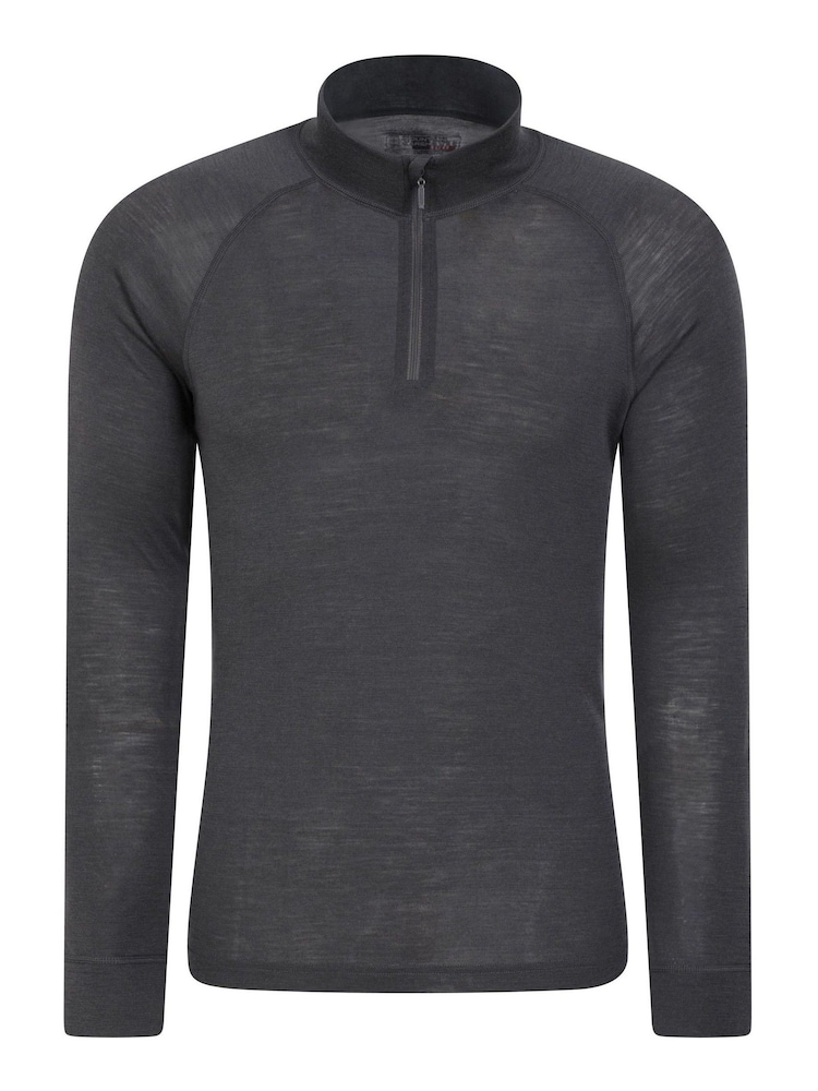 Mountain Warehouse Grey Mens Merino II Long Sleeve Quarter Zip Thermal Top - Image 1 of 5