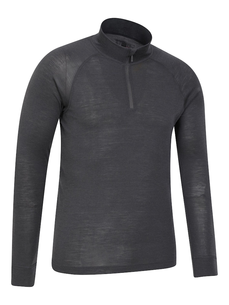 Mountain Warehouse Grey Mens Merino II Long Sleeve Quarter Zip Thermal Top - Image 2 of 5