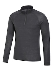 Mountain Warehouse Grey Mens Merino II Long Sleeve Quarter Zip Thermal Top - Image 3 of 5