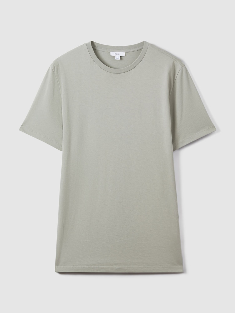 Reiss Pistachio Bless Cotton Crew Neck T-Shirt - Image 2 of 7