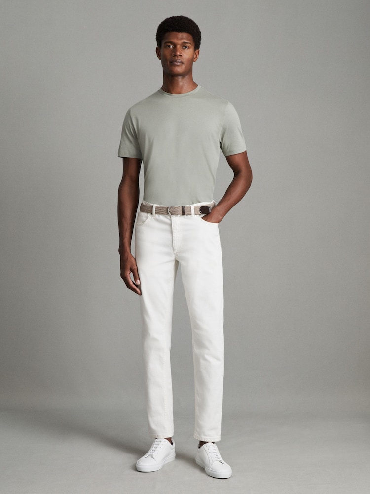 Reiss Pistachio Bless Cotton Crew Neck T-Shirt - Image 7 of 7