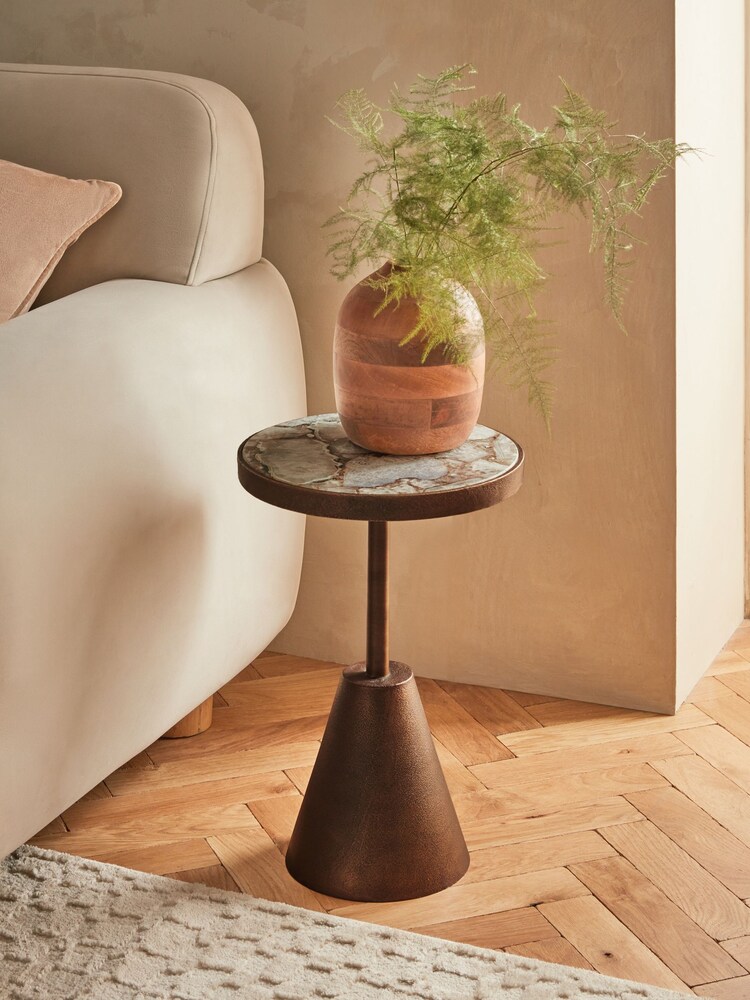 Gold Agate Inlay Side Table - Image 1 of 5 Gold Agate Inlay Side Table - Image 1 of 5