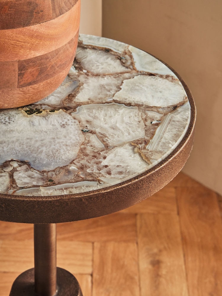 Gold Agate Inlay Side Table - Image 2 of 5