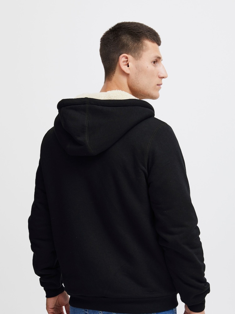 Blend Black Fleece Lined Zip Through Hoodie - Image 2 of 5 Blend Black Fleece Lined Zip Through Hoodie - Image 2 of 5