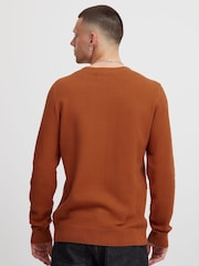 Blend Brown Textured Crew Neck Knitted Pullover Sweater - Image 2 of 5