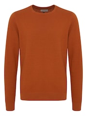 Blend Brown Textured Crew Neck Knitted Pullover Sweater - Image 4 of 5