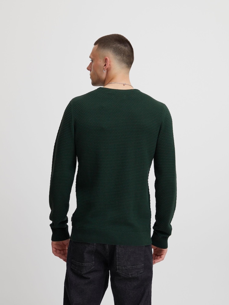 Blend Green Textured Crew Neck Knitted Pullover Sweater - Image 2 of 5