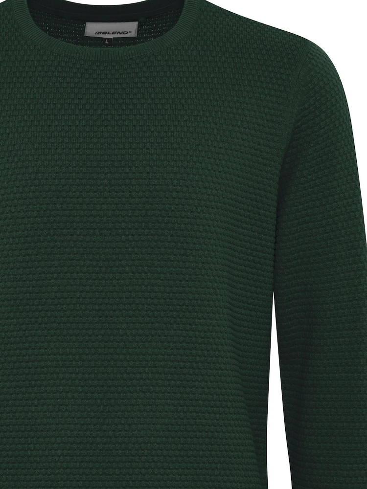 Blend Green Textured Crew Neck Knitted Pullover Sweater - Image 5 of 5