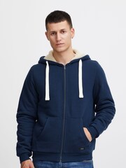 Blend Blue Fleece Lined Zip Through Hoodie - Image 1 of 5