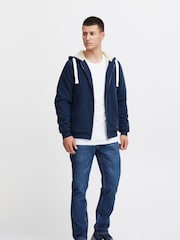 Blend Blue Fleece Lined Zip Through Hoodie - Image 3 of 5