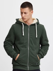 Blend Green Fleece Lined Zip Through Hoodie - Image 1 of 5