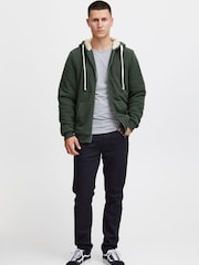 Blend Green Fleece Lined Zip Through Hoodie - Image 3 of 5