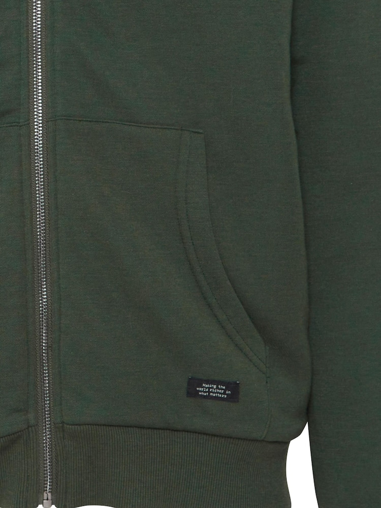 Blend Green Fleece Lined Zip Through Hoodie - Image 5 of 5