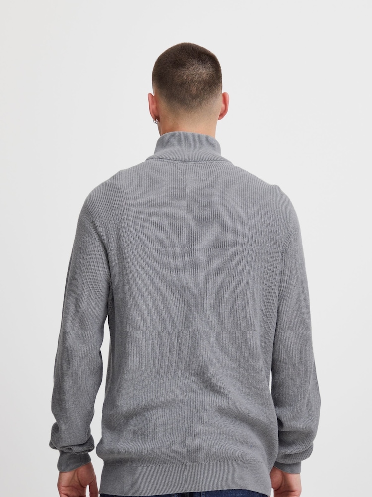Grau - Blend Codford Leichter Strickpullover mit Trichterkragen, aus 100 % Baumwolle - Bild 2 von 4