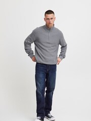 Grau - Blend Codford Leichter Strickpullover mit Trichterkragen, aus 100 % Baumwolle - Bild 3 von 4