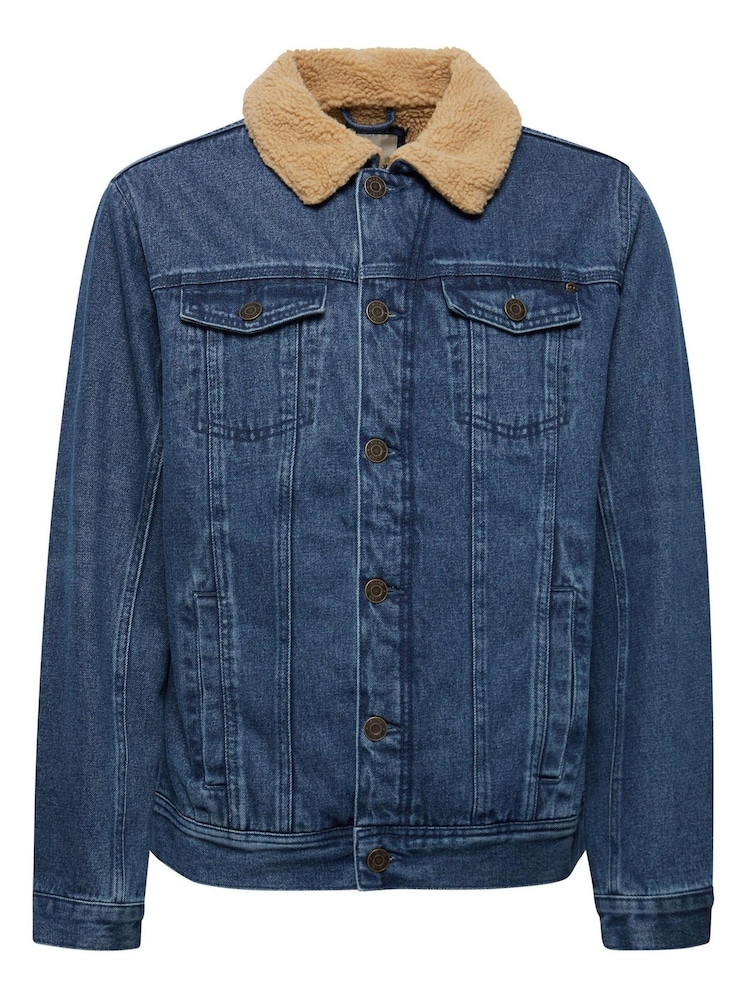 Blend Blue Denim Jacket with Fleece Collar Jacket - Image 5 of 5 Blend Blue Denim Jacket with Fleece Collar Jacket - Image 5 of 5