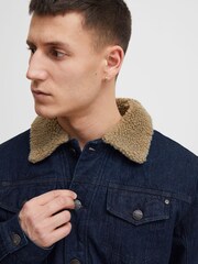 Blend Blue Denim Jacket with Fleece Collar - Image 4 of 5