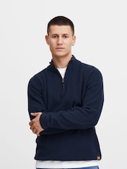 Blend Blue 100% Cotton Quarter Zip Knitted Sweat Jumper - Image 1 of 5