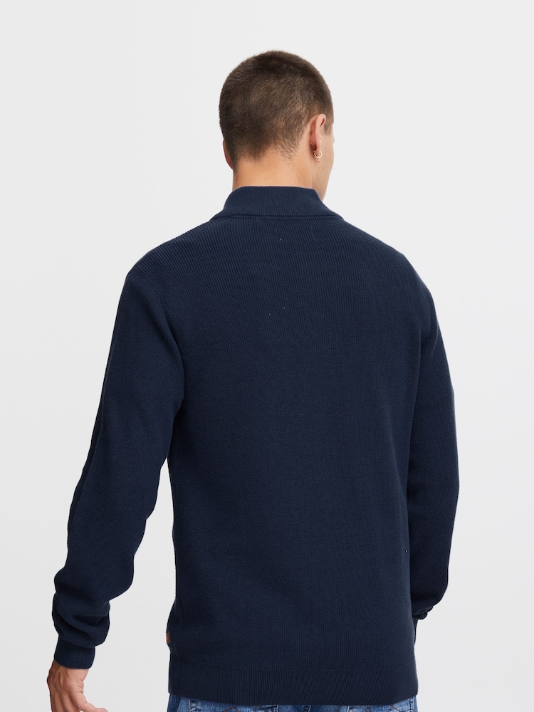 Blend Blue 100% Cotton Quarter Zip Knitted Sweat Jumper - Image 2 of 5