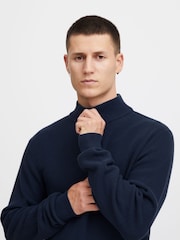 Blend Blue 100% Cotton Quarter Zip Knitted Sweat Jumper - Image 4 of 5