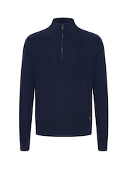 Blend Blue 100% Cotton Quarter Zip Knitted Sweat Jumper - Image 5 of 5