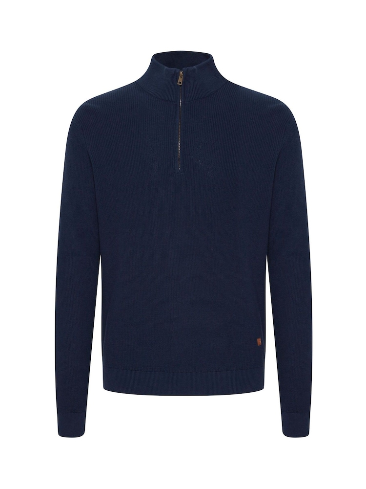 Blend Blue 100% Cotton Quarter Zip Knitted Sweat Jumper - Image 5 of 5
